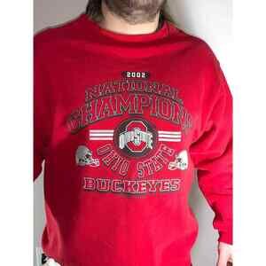 Vintage Ohio State University Buckeyes Sweater Red Mens M 2002 National Champs